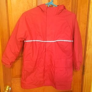 Lands End heavy duty waterproof raincoat with fleece liner, kids size 7/8
